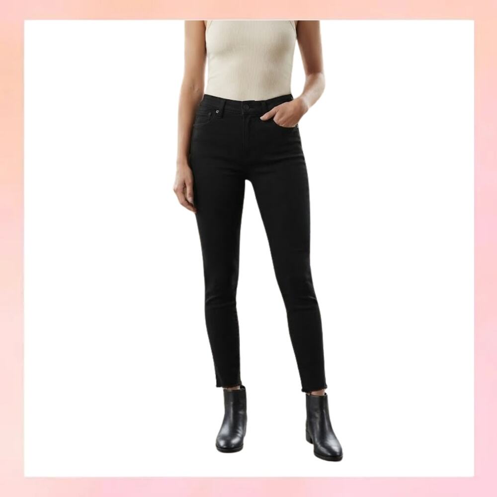 JUST USA Black High Rise Skinny Jeans Raw Hem Size 28 / 6 NWT